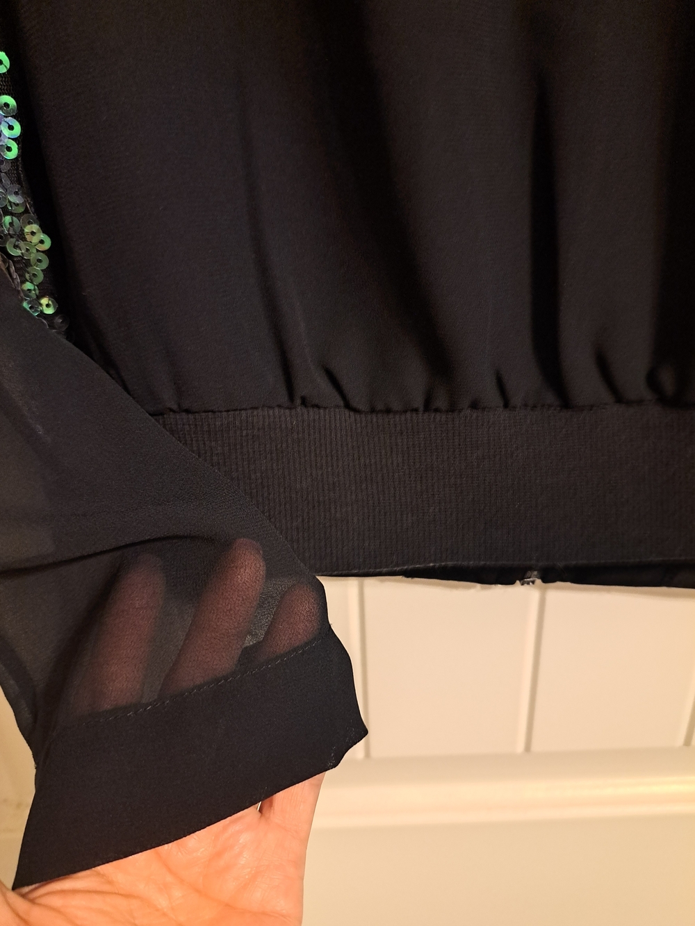 BCBGeneration Mermaid Sequin Sheer Bomber Jacket M - Picture 6 of 10